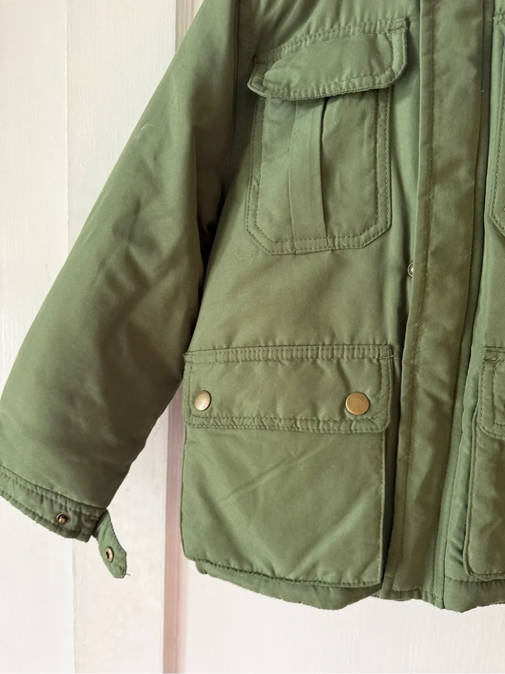 Carter's Olive Green Hooded Puffer Coat with Faux Fur Trim m size 5-6